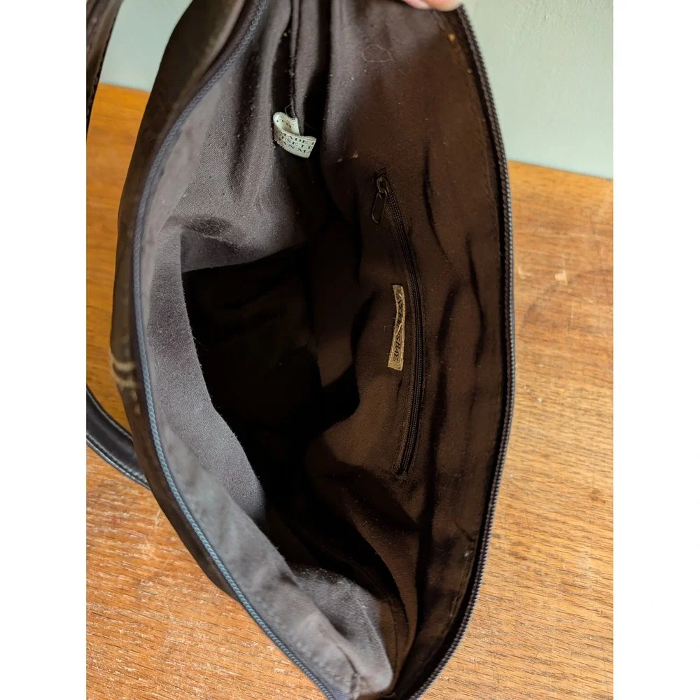 Vintage Y2K St Johns Bay Brown Suede Shoulder Bag Leather Trim Hobo Purse